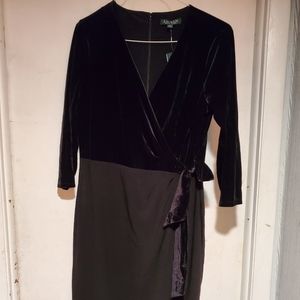 Ralph Lauren Velvet Faux Wrap Cocktail Dress